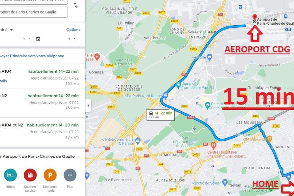 Joli T2, Terrasse Et Jardin, Ideal Pour Familles, A 15 Min De L'Aeroport Roissy Cdg Tremblay-en-France Eksteriør billede